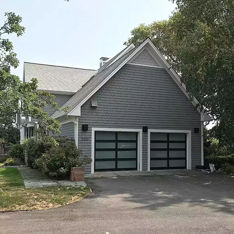 52 Stunning Garage Door Ideas to Boost Your Curb Appeal 6 Frosted Glass With Wood Trim