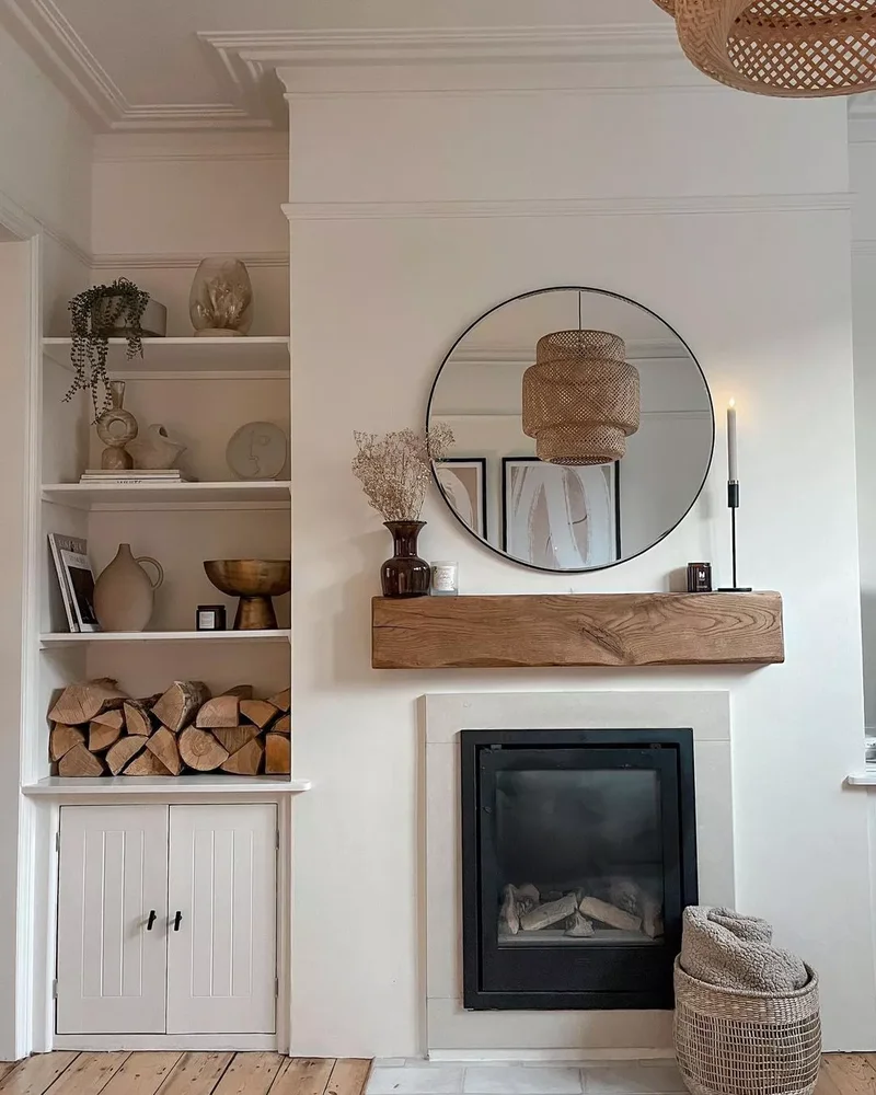 34 Cozy Farmhouse Fireplace Designs to Transform Your Room 24 Get Textural With Logs