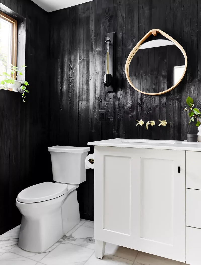 39 Shiplap Bathroom Designs From Farmhouse to Modern Style 33 Glossy Black Shiplap