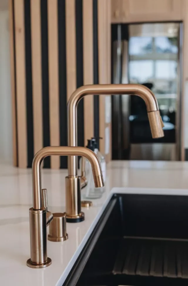 18 Black & Gold Kitchen Ideas for Moody, Elegant Spaces 12 Gold Faucets and Fixtures