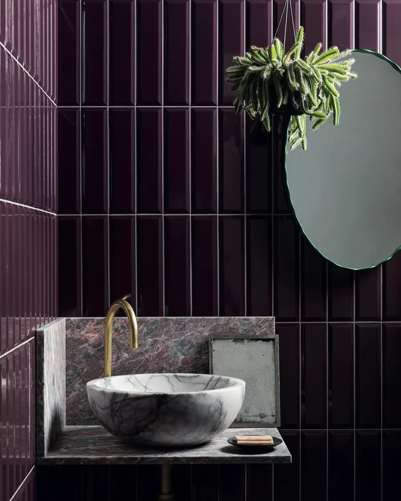 42 Beautiful Purple Bathroom Designs From Soft to Bold 9 Grape Colored Subway Tile