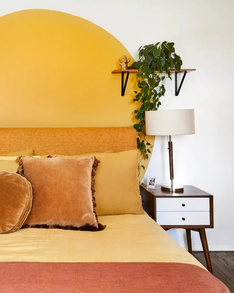 66 Creative Ways to Decorate Above Your Bed Beautifully 13 Graphic Paint Accent