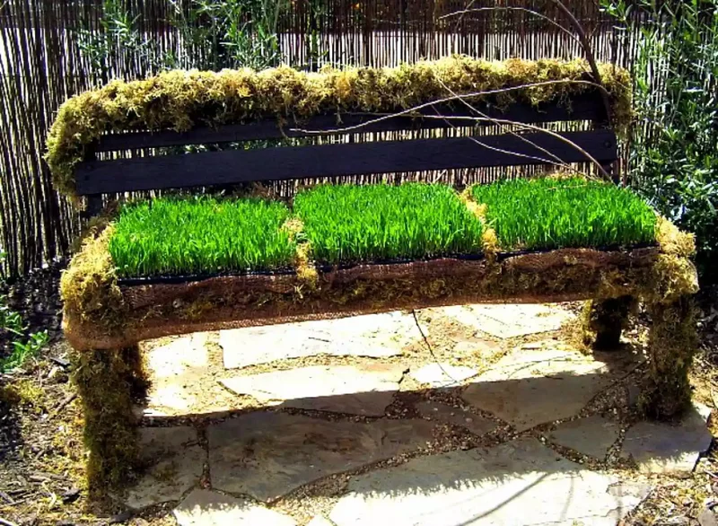 15 Beautiful Garden Bench Ideas to Transform Your Yard 11 Grass Bench