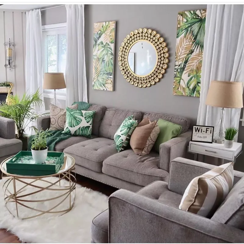 42 Beautiful Gray Living Room Ideas for Peaceful Spaces 39 Grays and Botanicals