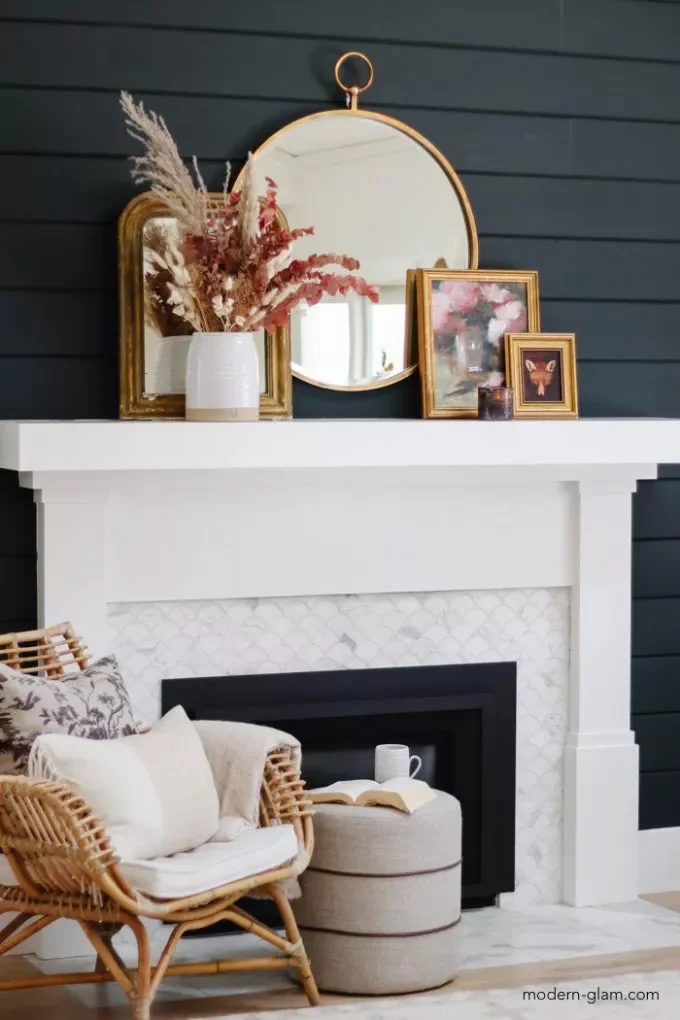 Green-Black Fireplace Wall