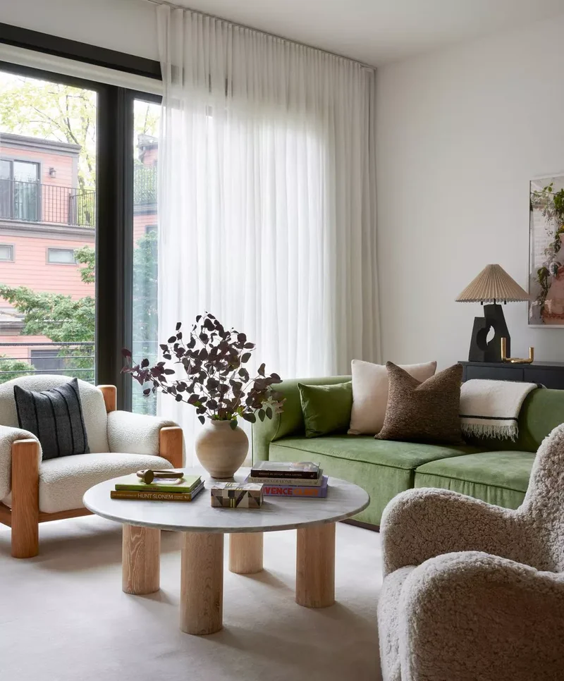 25 Green Couch Living Room Ideas That Show This Trend Lasts 6 Green Sofa With Soft Accents