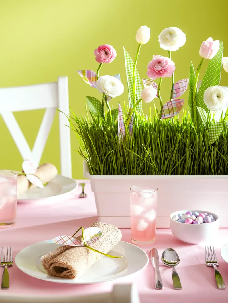 42 Easter Centerpiece Ideas and Table Decor for Spring 35 Green and Pink Spring Table Setting