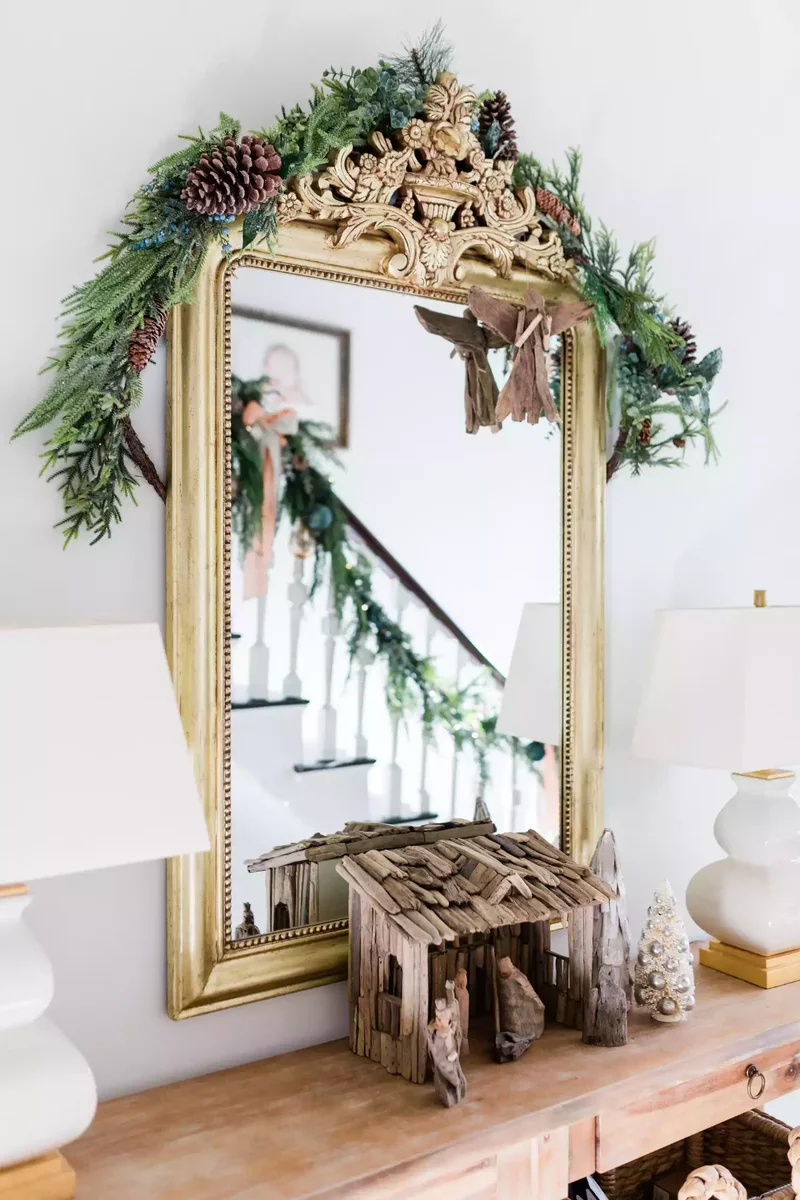 Greenery-Adorned Wall Mirror