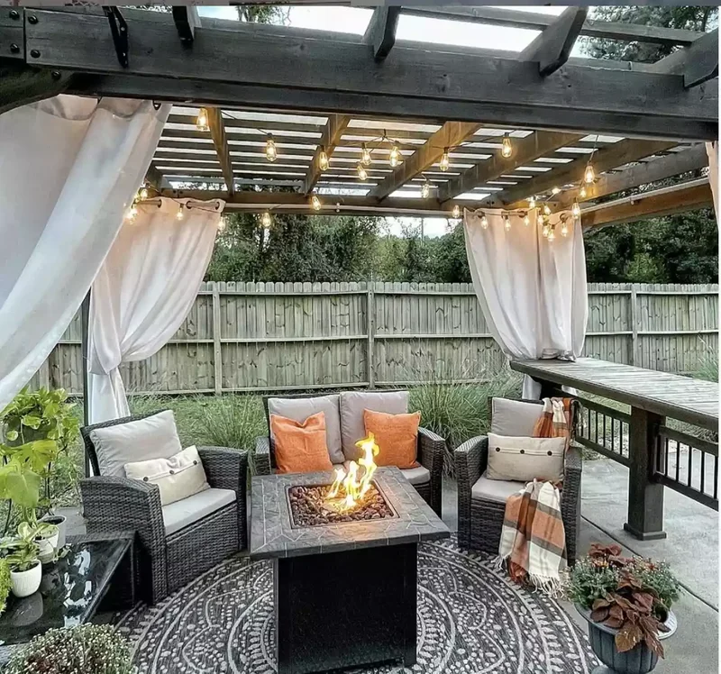 Grid Pergola With String Lights