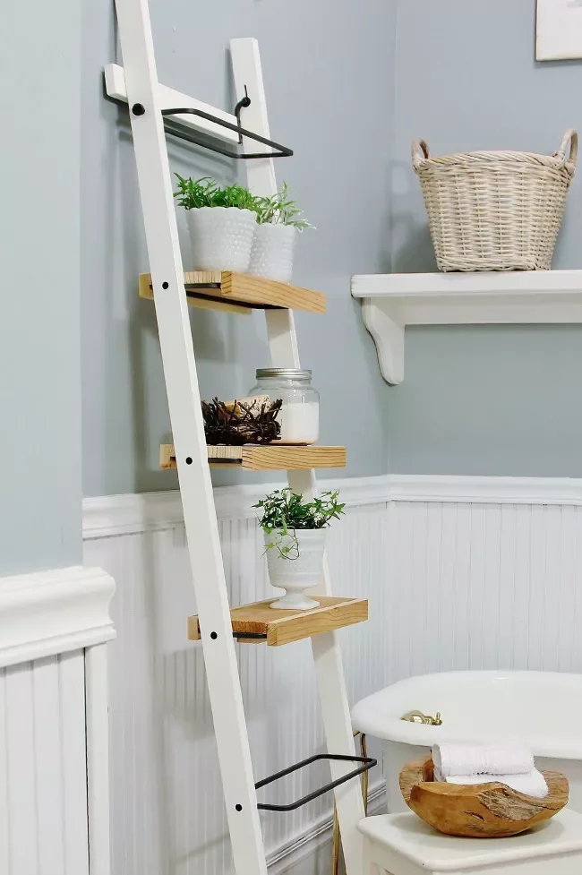 43 Bathroom Storage Solutions for More Space and Style 16 Hack a Bathroom Ladder