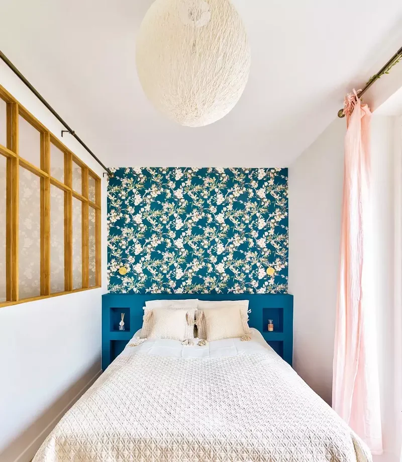 52 Small Bedroom Ideas That Maximize Your Compact Space 43 Hang Accent Wallpaper