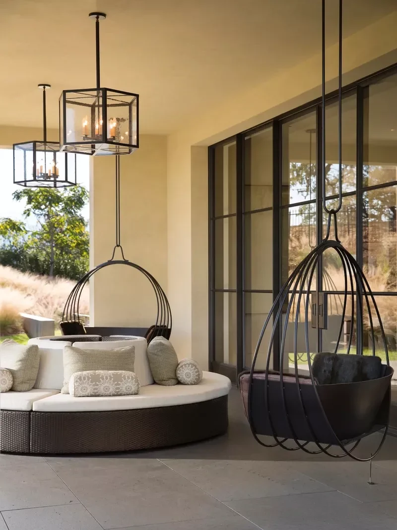 25 Front Patio Inspirations for Charming Outdoor Living 21 Hang Chairs and Pendants