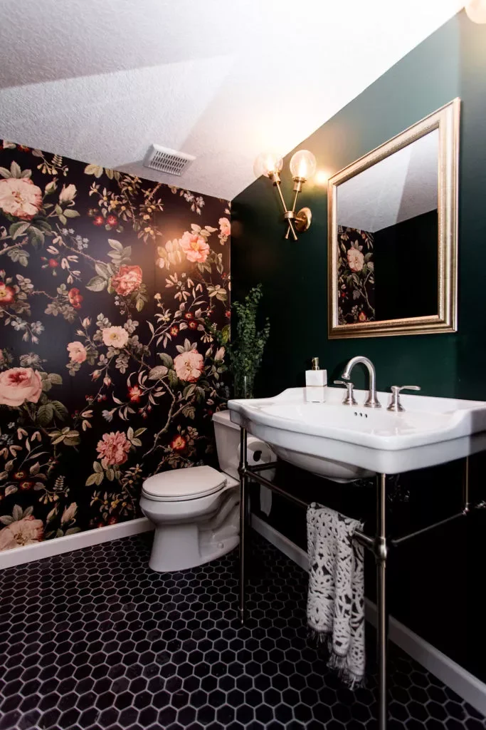 24 Basement Bathroom Design Ideas for Any Style & Budget 22 Hang Floral Wallpaper