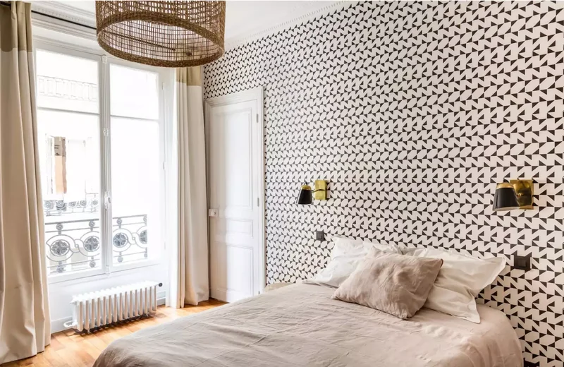 39 Scandinavian Bedroom Designs That Are Effortlessly Chic 26 Hang Graphic Wallpaper