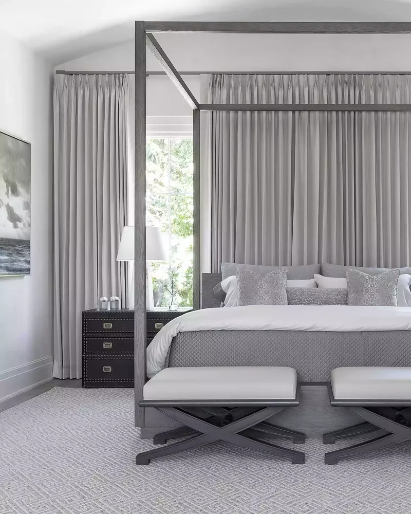 Hang Gray Curtains Behind the Bed