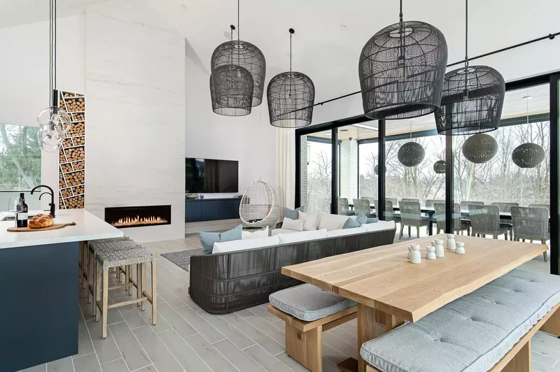 28 Open Kitchen Living Room Designs You're Going to Love 15 Hang Identical Light Fixtures