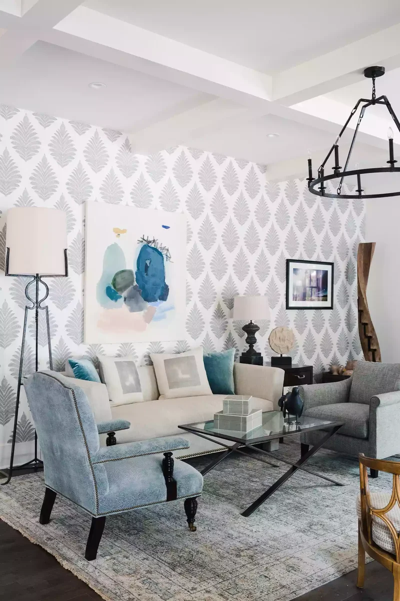 50 Formal Living Room Ideas That Feel Fresh and Inviting 34 Hang Patterned Wallpaper