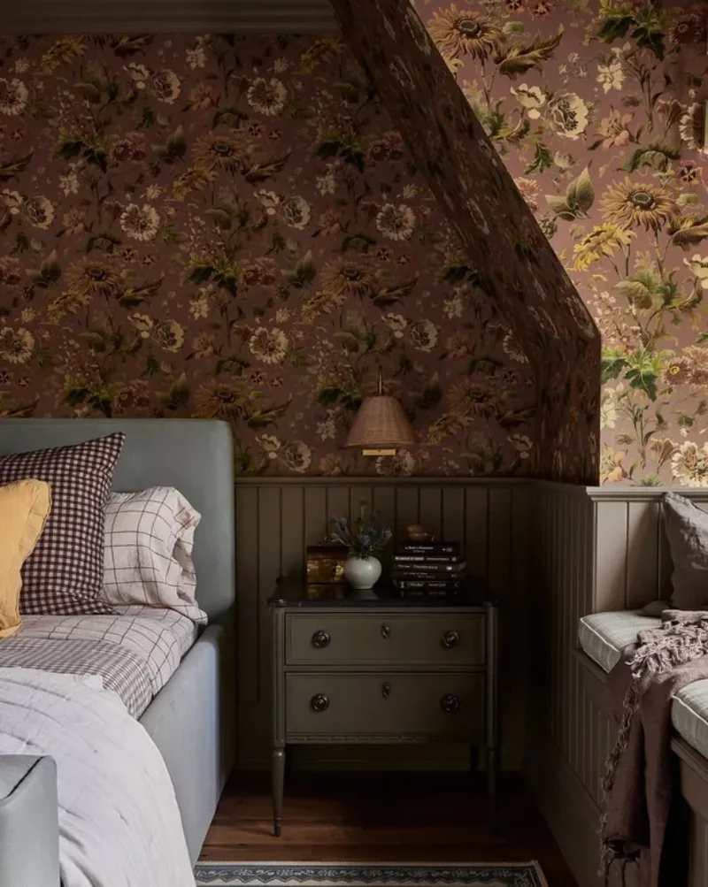 25 Gothic Bedroom Designs That Blend Drama With Style 22 Hang Some Wallpaper