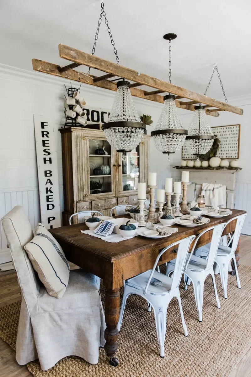32 Modern Farmhouse Dining Room Ideas for Rustic Warmth 28 Hang Vintage Signs