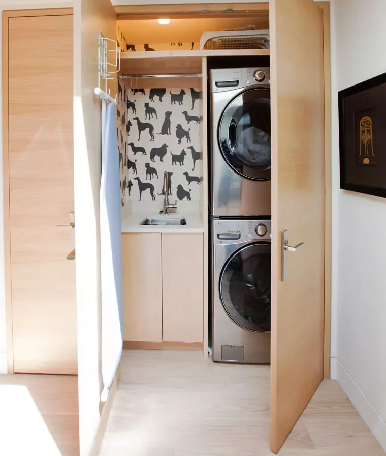 53 Stylish Small Laundry Room Ideas That Work Beautifully 45 Hang Whimsical Wallpaper