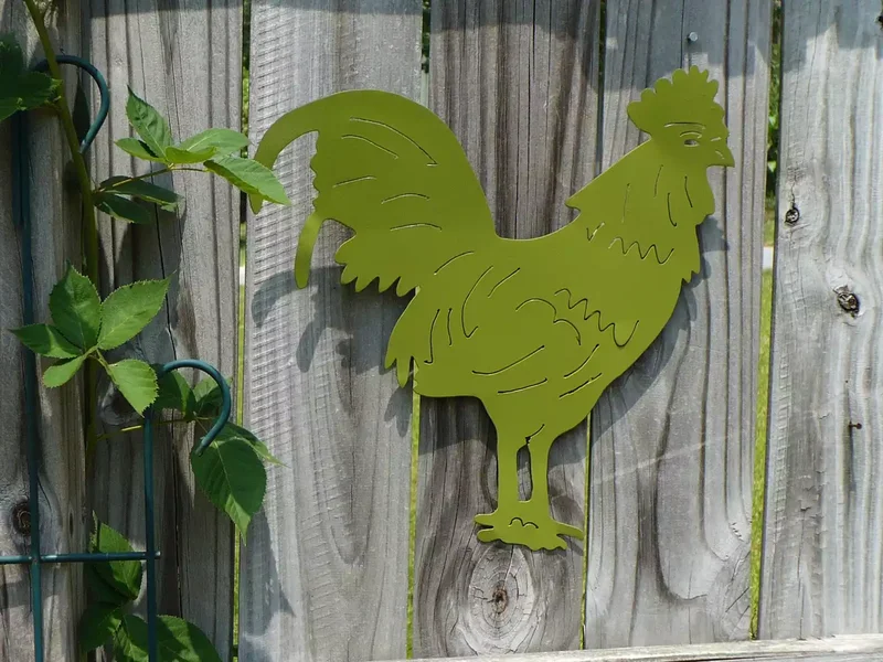 30 Creative Fence Decorating Ideas to Transform Your Yard 11 Hang a Cheeky Chicken