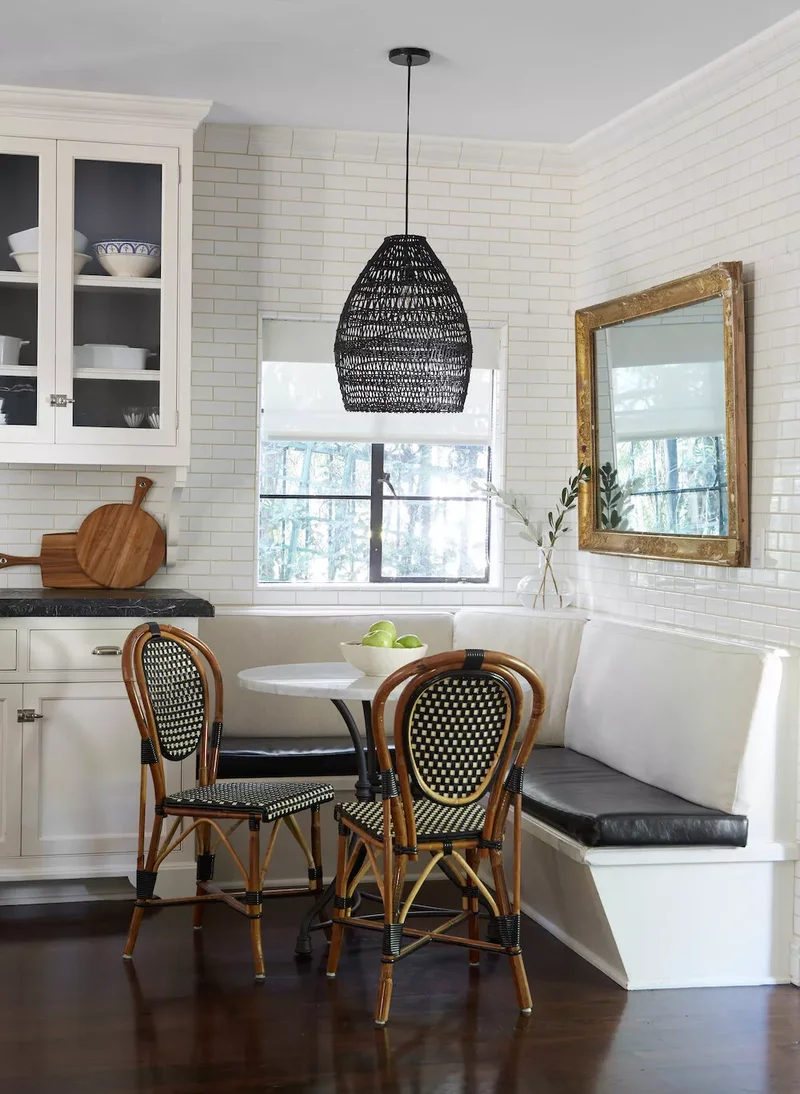 37 Banquette Seating Designs That Bring Cafe Vibes Home 13 Hang a Mirror Above