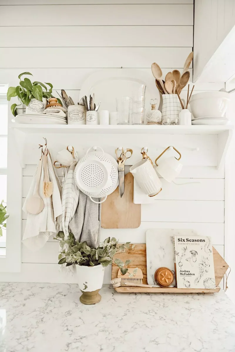 54 Kitchen Decor Ideas Across Multiple Styles to Make Yours 7 Hang a Pegboard Shelf