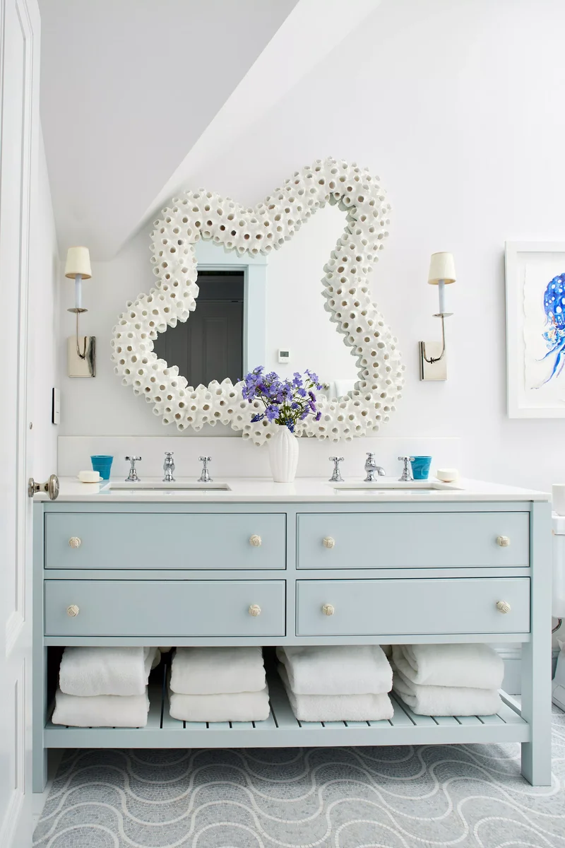 26 Inspiring Guest Bathroom Ideas to Welcome Your Visitors 25 Hang a Statement Mirror