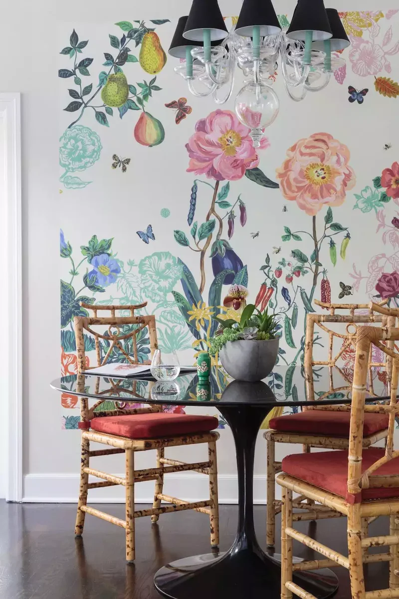 21 Accent Wall Ideas for Dining Rooms That Wow Your Guests 11 Hang a Wallpaper Panel