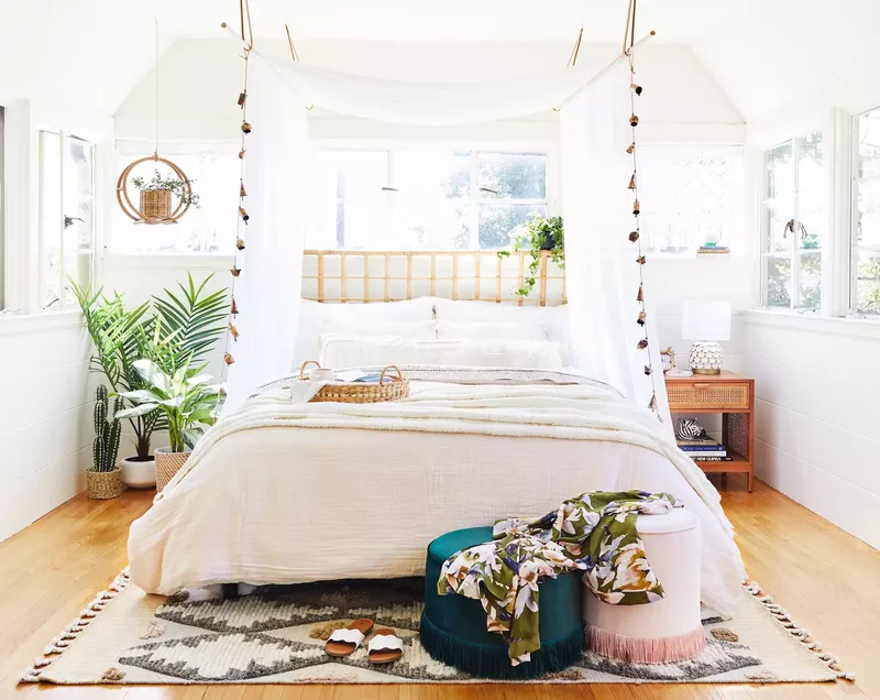 47 Bohemian Bedroom Designs That Feel Relaxed and Unique 24 Hang an Airy Canopy