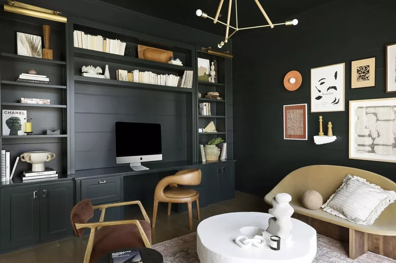 21 Clever Ideas for Adding a Desk to Your Living Room 6 Hide in the Dark