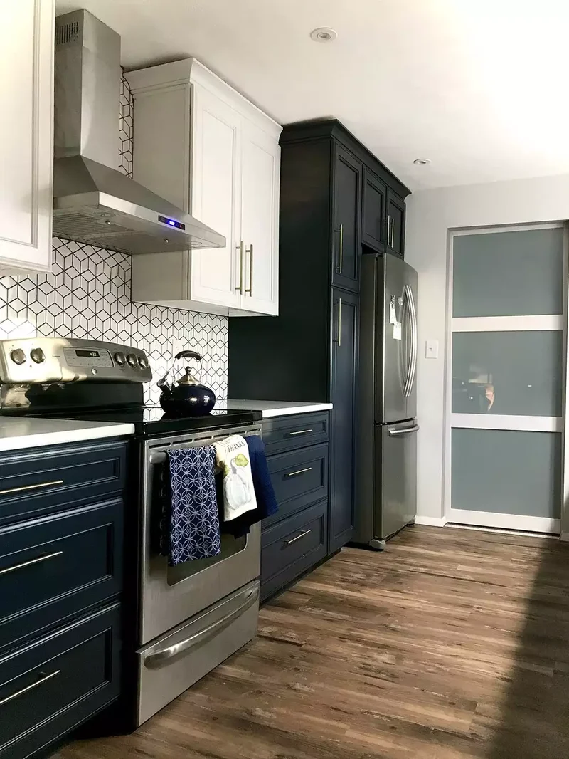 High-Gloss Blue Cabinets