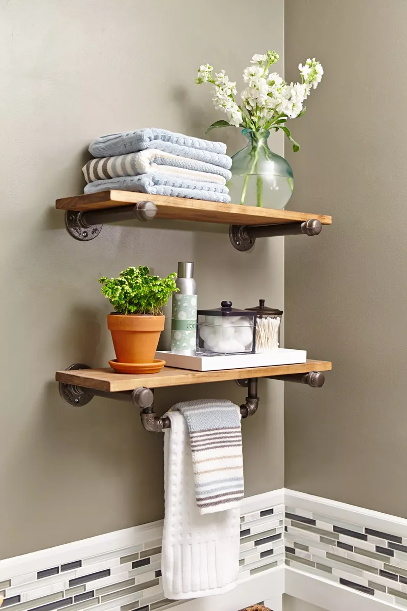 28 Smart Bathroom Towel Storage Solutions That Work 21 Industrial-Style Storage
