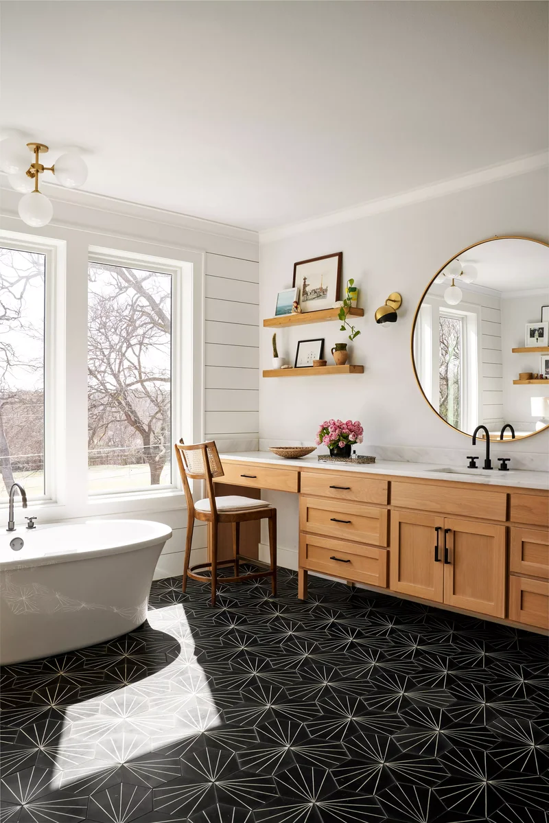 48 Contemporary Bathroom Ideas to Transform Your Space 2 Install Patterned Flooring