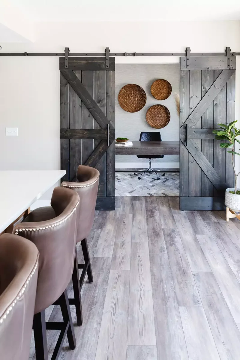16 Basement Office Ideas to Boost Your Productivity 7 Install Sliding Barn Doors