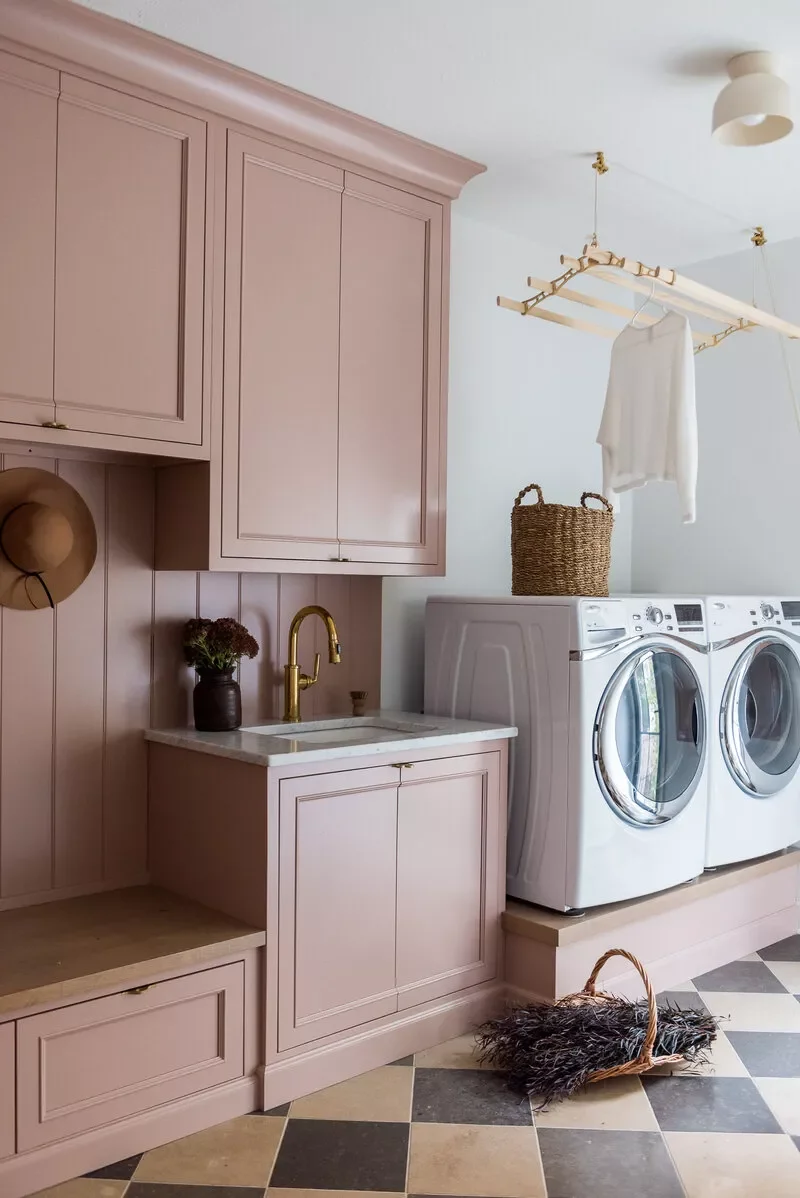 53 Stylish Small Laundry Room Ideas That Work Beautifully 25 Install a Ceiling Drying Rack