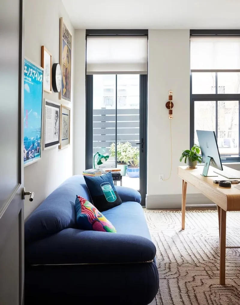 45 Home Office Decor Tips to Enhance Productivity & Style 3 Install a Comfy Couch