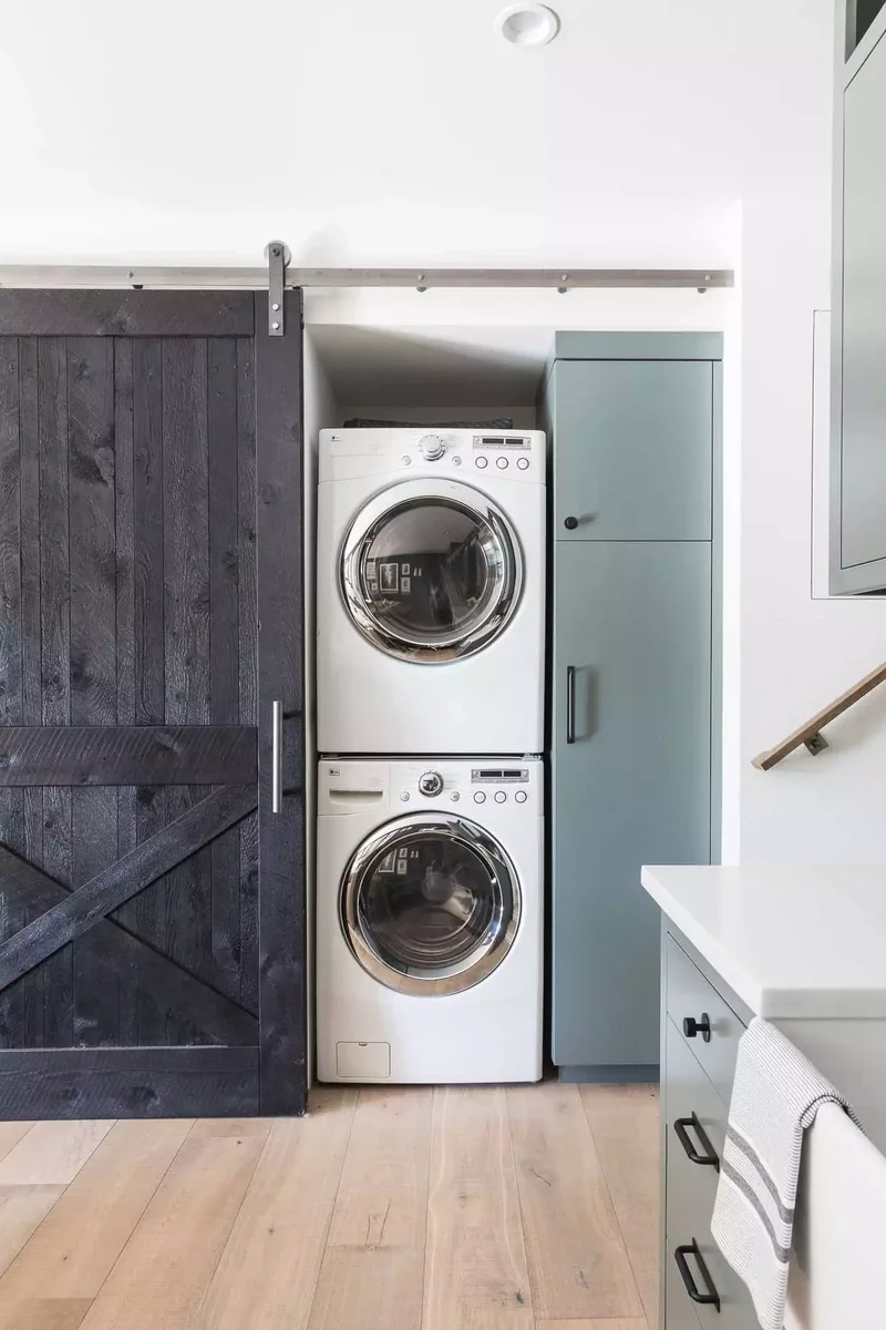 53 Stylish Small Laundry Room Ideas That Work Beautifully 37 Install a Laundry Room Barn Door