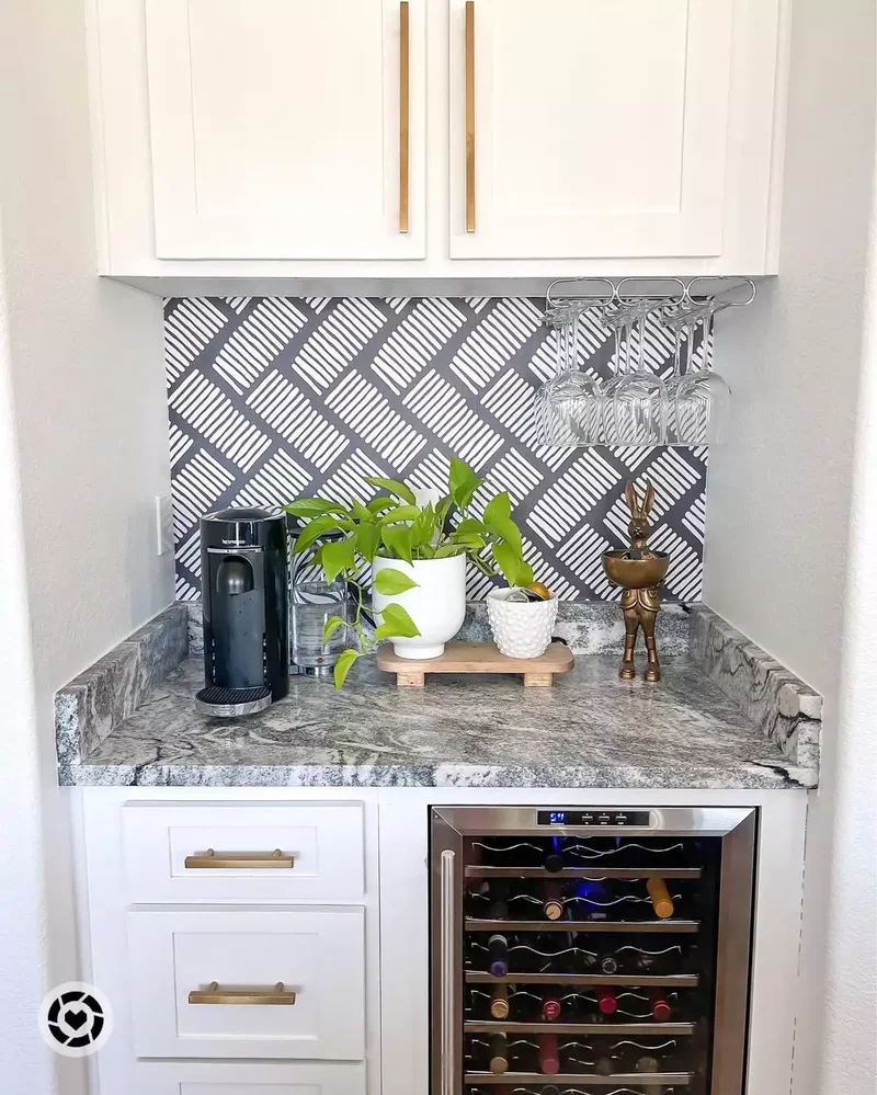 20 Beautiful Kitchen Accent Wall Ideas to Transform Your Space 19 Install a Makeshift Backsplash Using Wallpaper