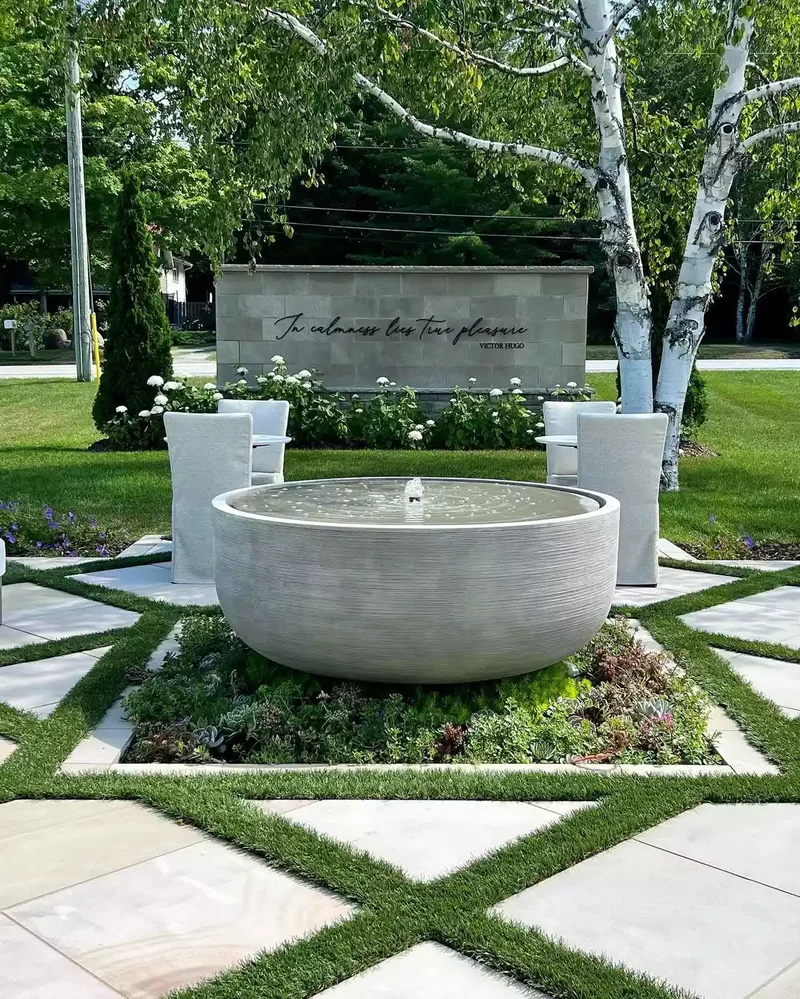 66 Beautiful Patio Landscaping Ideas for Your Outdoor Space 24 Install a Modern Water Feature