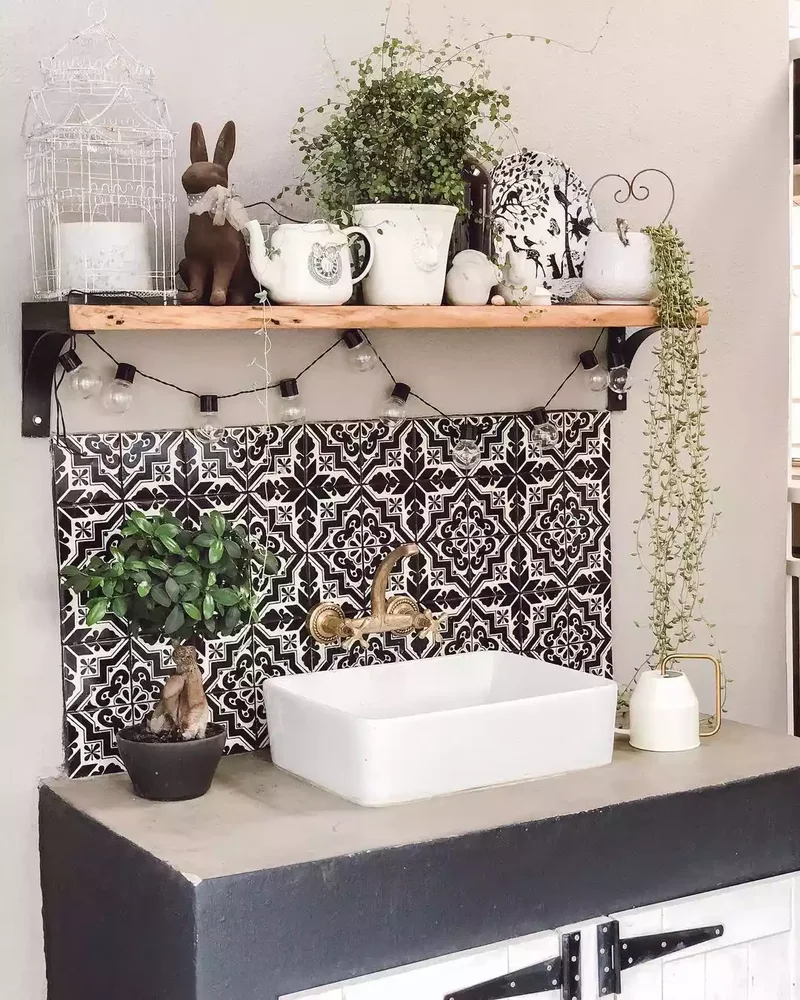 12 Outdoor Sink Ideas That Will Transform Your Backyard 11 Install a Patterned Backsplash