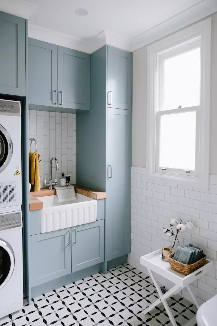 53 Stylish Small Laundry Room Ideas That Work Beautifully 9 Install a Vertical Tile Backsplash