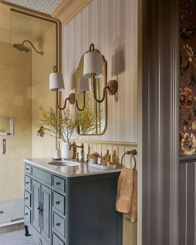 32 Modern Farmhouse Bathroom Designs That Never Go Out of Style 19 Introduce Soft Colors