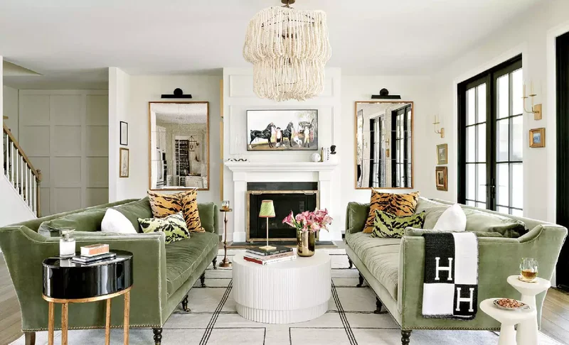 25 Green Couch Living Room Ideas That Show This Trend Lasts 11 Jungle-Inspired Green Sofa