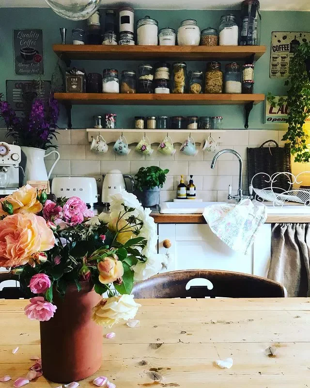 30 Charming Cottagecore Kitchen Ideas for Your Cozy Home 29 Keep Mugs Nearby