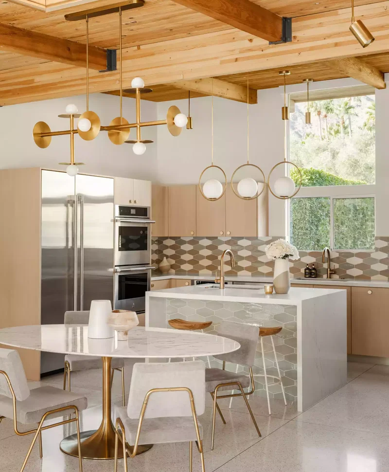 Kitchen Island With Green Tiles