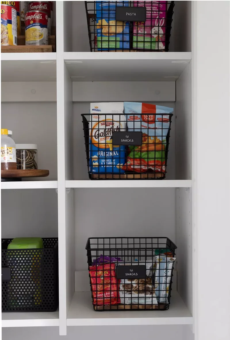 Labeled Wire Basket Snack Storage