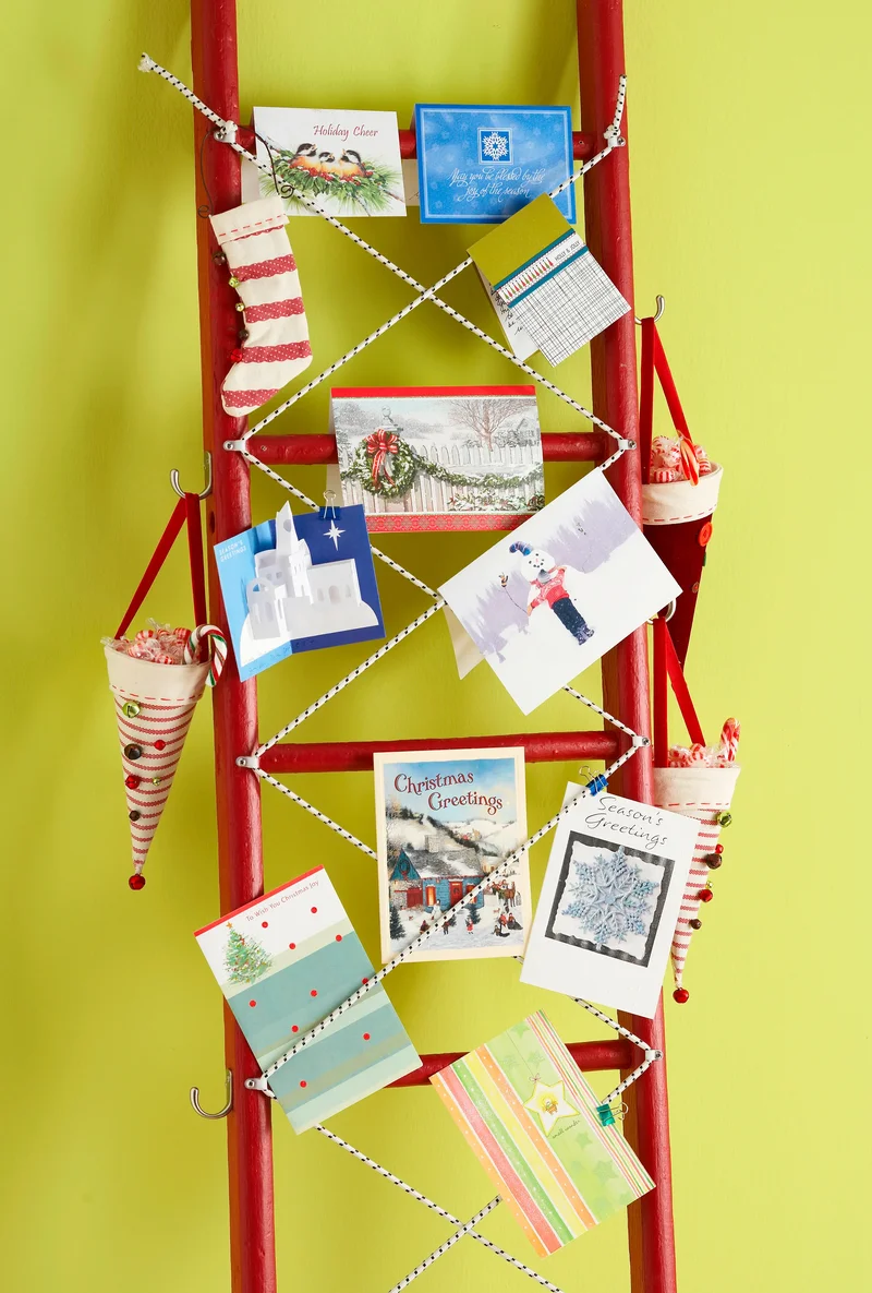 30 Creative DIY Christmas Card Display Ideas for Your Home 27 Ladder Christmas Card Display