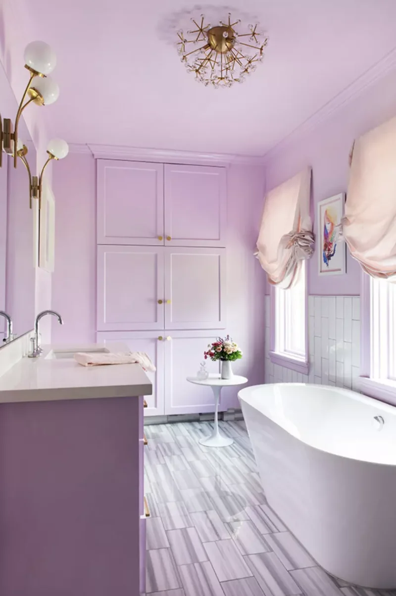 42 Vibrant Bathroom Color Ideas for Small Space Styling 3 Lavender