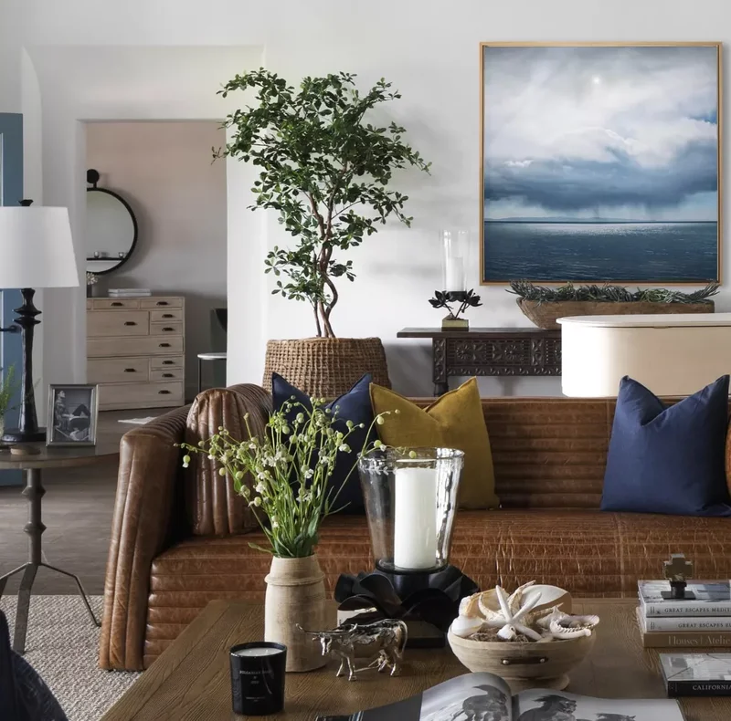 30 Dark Brown Couch Living Room Designs You'll Love 16 Lay Down a Jute Rug